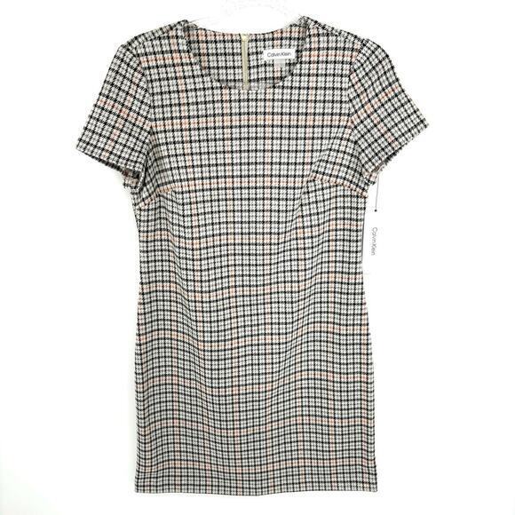 Calvin Klein Dresses & Skirts - Calvin Klein Herringbone Check Print Short Sleeve Shirt Dress‎ Size 8 NWT
